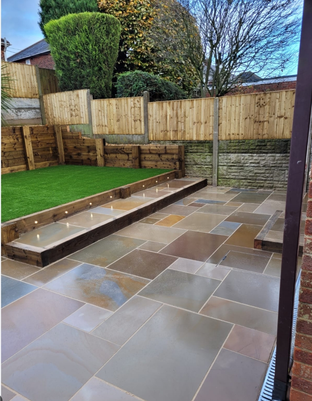 Sandstone paving patio